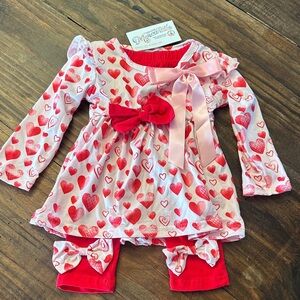 NWT Heart Patterned Baby Dress with Bows